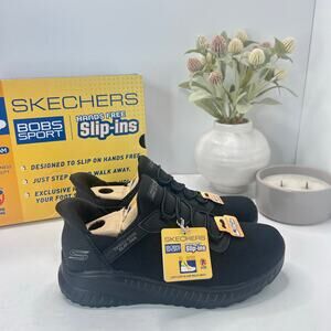 Skechers Hands Free Slip-ins Bobs Sport Squad Chaos Shoes Black Women 6 NWB